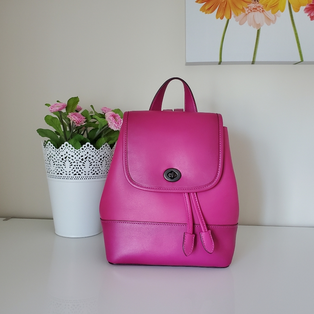 Coach Turnlock Backpack in Cerise
